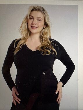 Motherhood Maternity Black Long Sleeve V-Neck Maternity Top